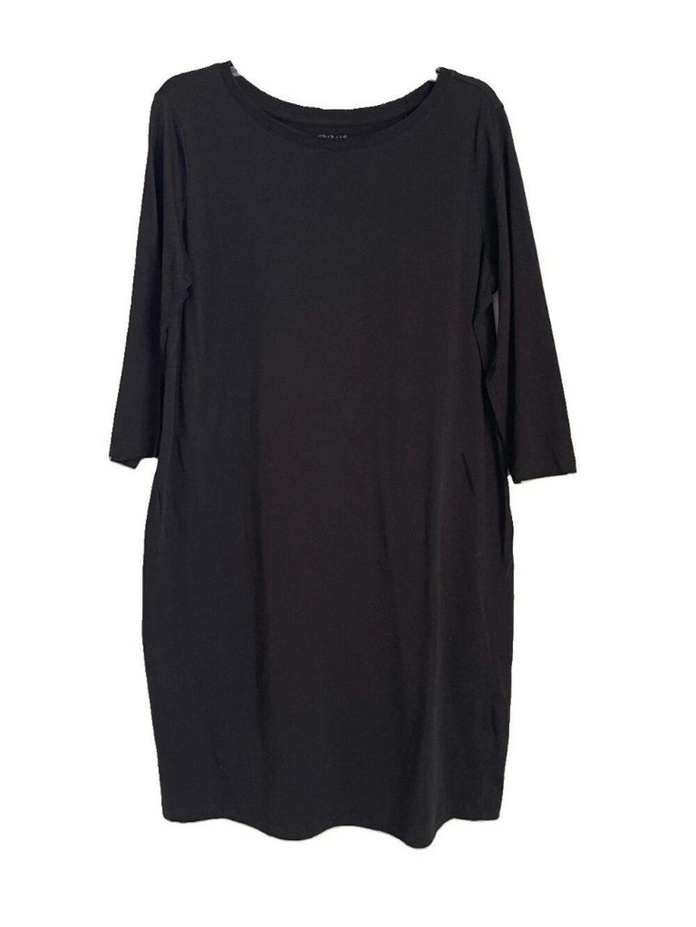 PACT Black 3/4 Sleeve Organic Cotton Midi Tee Dress Capsule